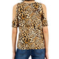 Blusa de malha feminina com estampa de leopardo e ombros descobertos, preta, tamanho extragrande, da INC International Concepts