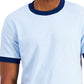 Camiseta Alfani Masculina Canelada Contrastada Azul Tamanho Grande