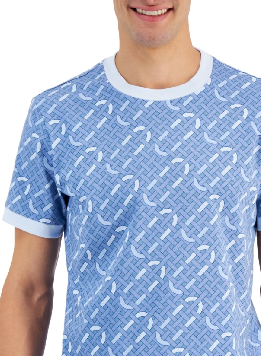 Camiseta Alfani Masculina Geo Graphic Azul Tamanho Grande