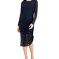 Vestido feminino liso com babados da INC International Concepts, preto, tamanho extragrande