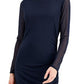Vestido feminino liso com babados da INC International Concepts, preto, tamanho extragrande