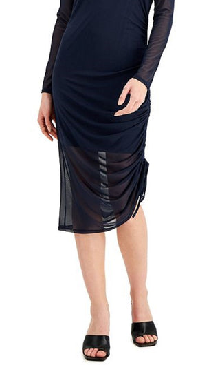 Vestido feminino liso com babados da INC International Concepts, preto, tamanho extragrande