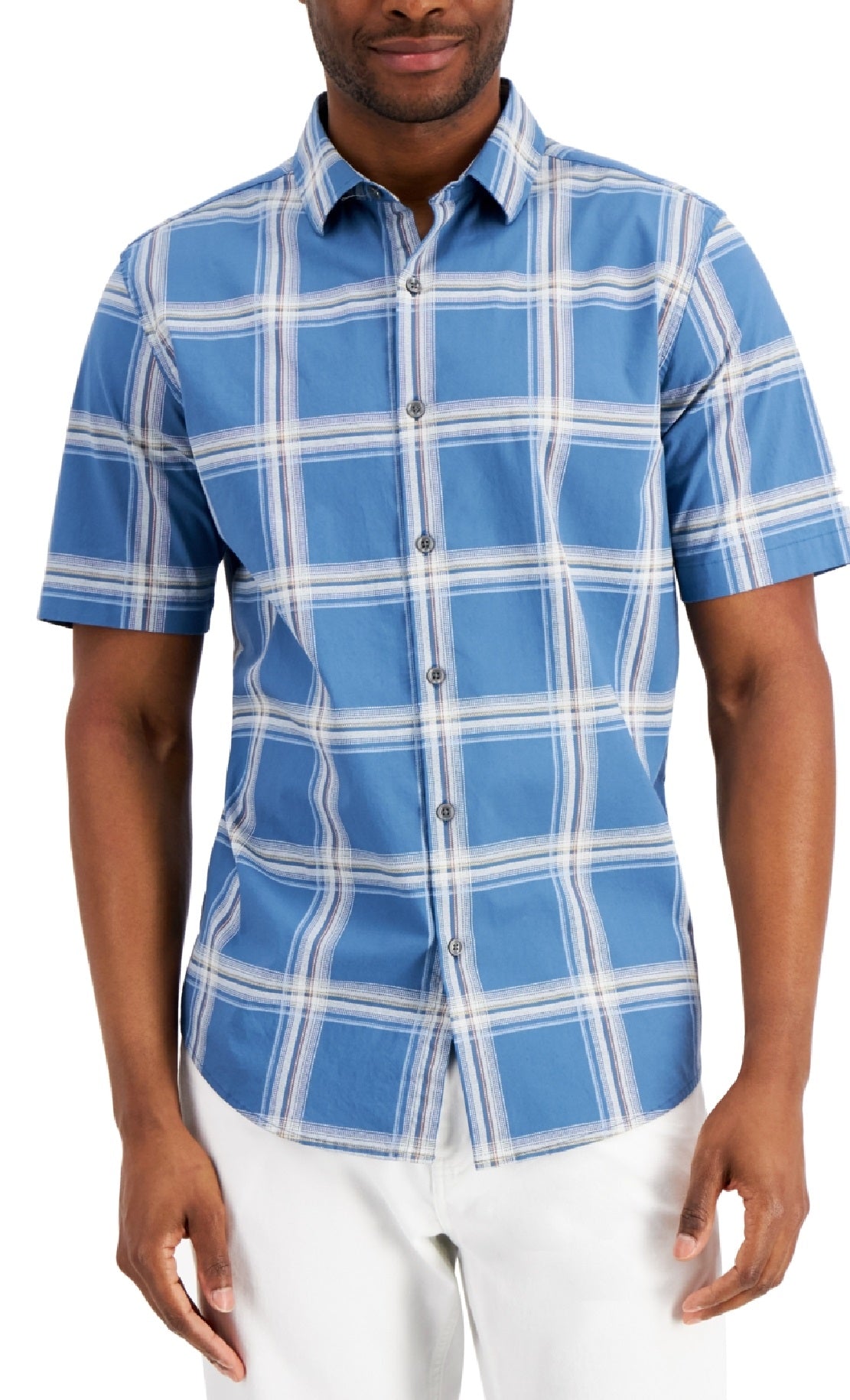 Camisa xadrez masculina Alfani Rolo estampada azul tamanho pequeno
