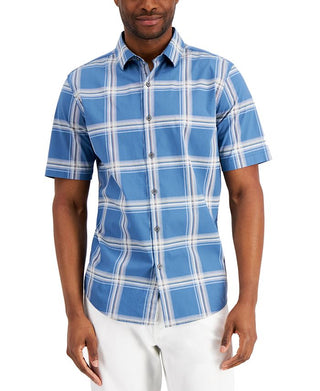 Camisa xadrez masculina Alfani Rolo estampada azul tamanho médio
