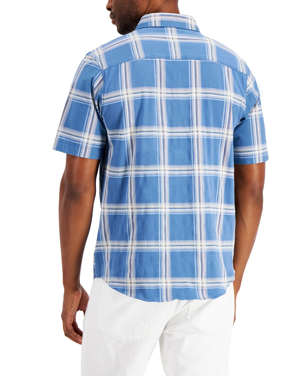 Camisa xadrez masculina Alfani Rolo estampada azul tamanho médio