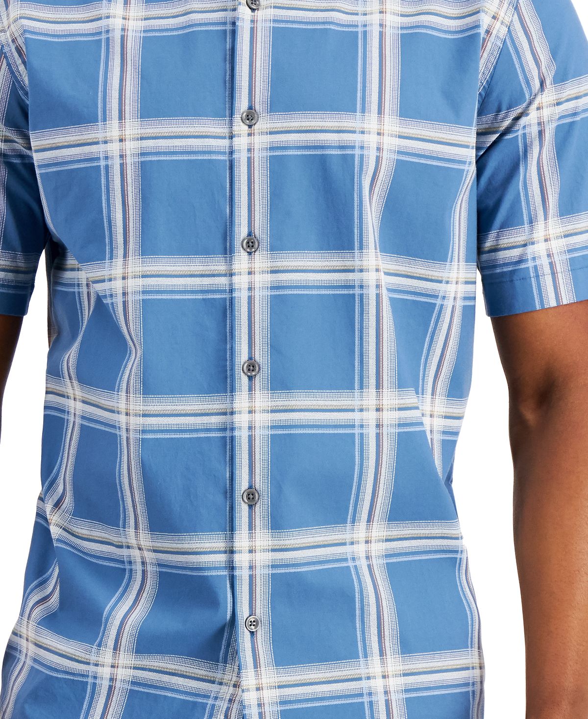 Camisa xadrez masculina Alfani Rolo estampada azul tamanho médio