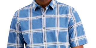Camisa xadrez masculina Alfani Rolo estampada azul tamanho médio