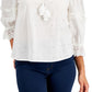 Charter Club Feminino Algodão Schiffli Top Branco Tamanho Pequeno Pequeno