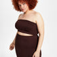 Top tomara que caia de crepe feminino Bar III marrom tamanho 2X