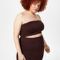 Top tomara que caia de crepe feminino Bar III marrom tamanho 2X