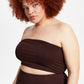 Top tomara que caia de crepe feminino Bar III marrom tamanho 2X