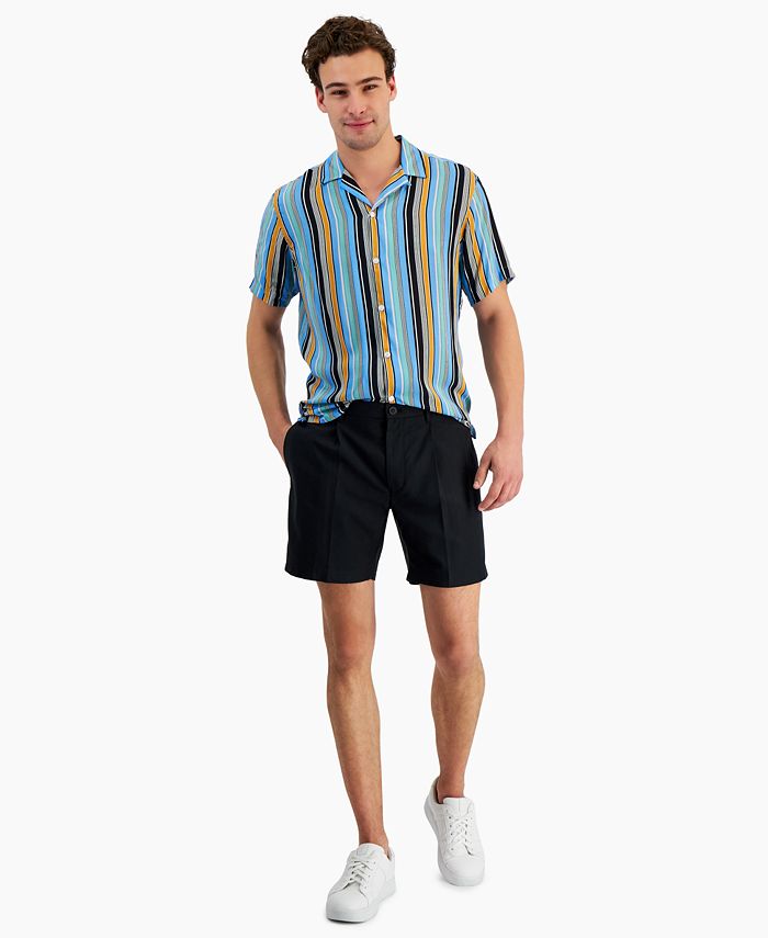 Shorts masculinos INC International Concepts Lyocell com 6 costuras internas e frente plana, preto, tamanho 40