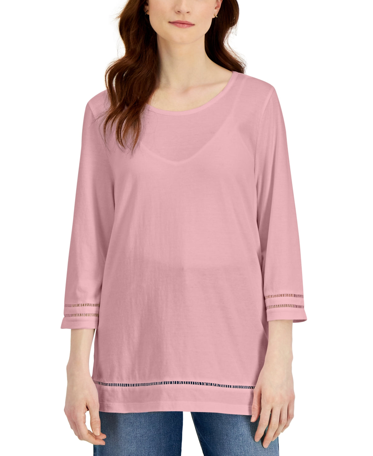 Karen Scott Top Feminino com Acabamento em Treliça Rosa Tamanho XX-G