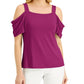 JM Collection Blusa feminina com ombros descobertos, roxa, tamanho médio