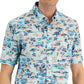 Club Room Camiseta Masculina Regular Fit Texturizada com Estampa Tropical Azul Tamanho P
