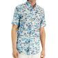 Club Room Camiseta Masculina Regular Fit Texturizada com Estampa Tropical Azul Tamanho P