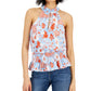 Blusa feminina estampada com gola falsa, tamanho extragrande, azul, da INC International Concepts