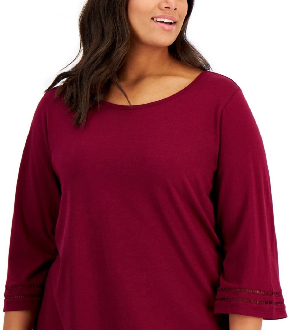 Karen Scott Top Feminino Ladder Trim Vermelho Tamanho 2X