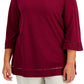 Karen Scott Top Feminino Ladder Trim Vermelho Tamanho 2X