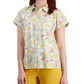 Camisa de acampamento feminina de algodão estampada Style &amp; Co, branca, tamanho grande
