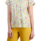 Camisa de acampamento feminina de algodão estampada Style &amp; Co, branca, tamanho grande