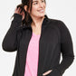 Jaqueta ID Ideology Essentials Performance com zíper feminina, preta, tamanho 2X