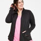 Jaqueta ID Ideology Essentials Performance com zíper feminina, preta, tamanho 2X