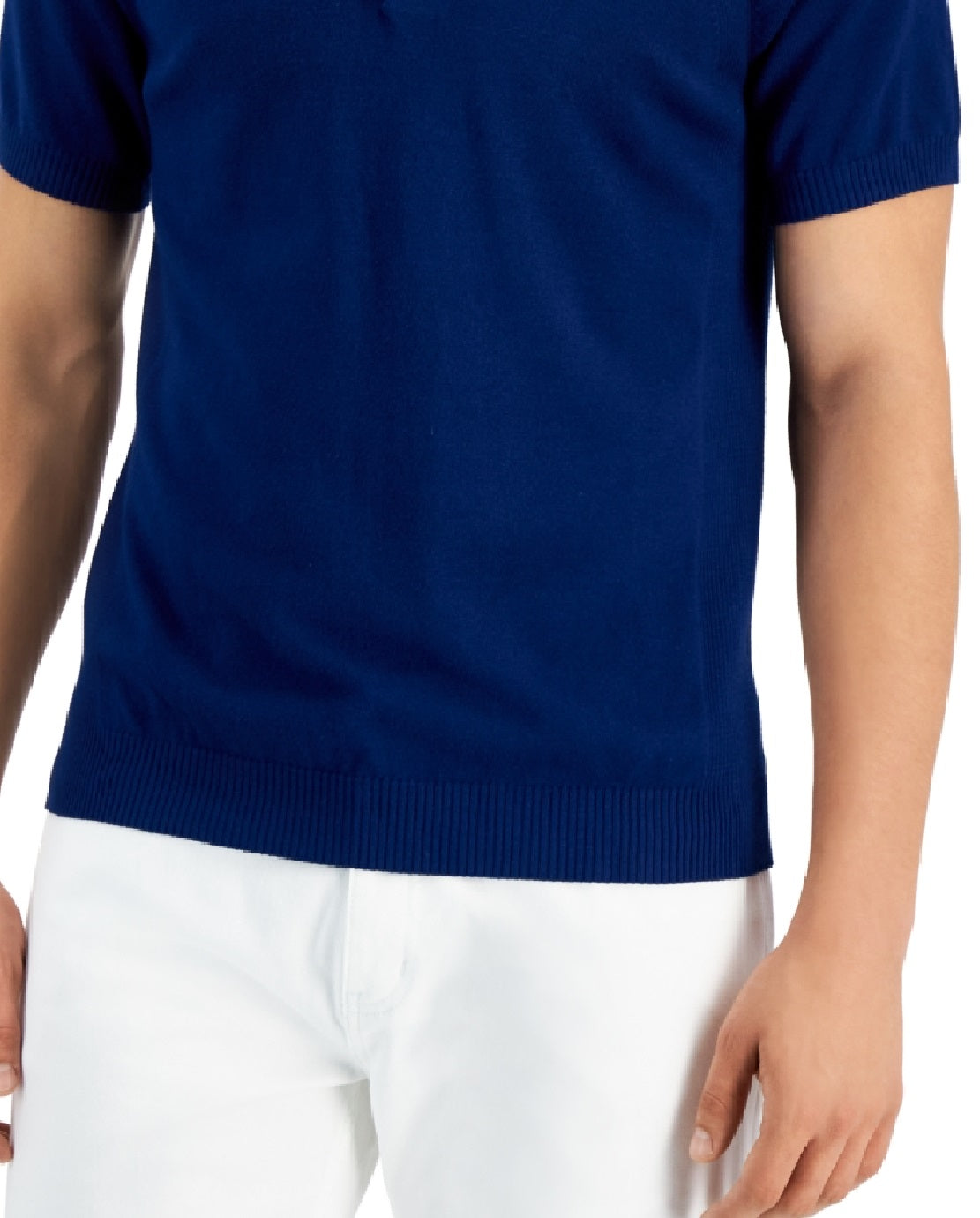 Camisa polo de malha Alfani masculina regular fit, azul, tamanho médio