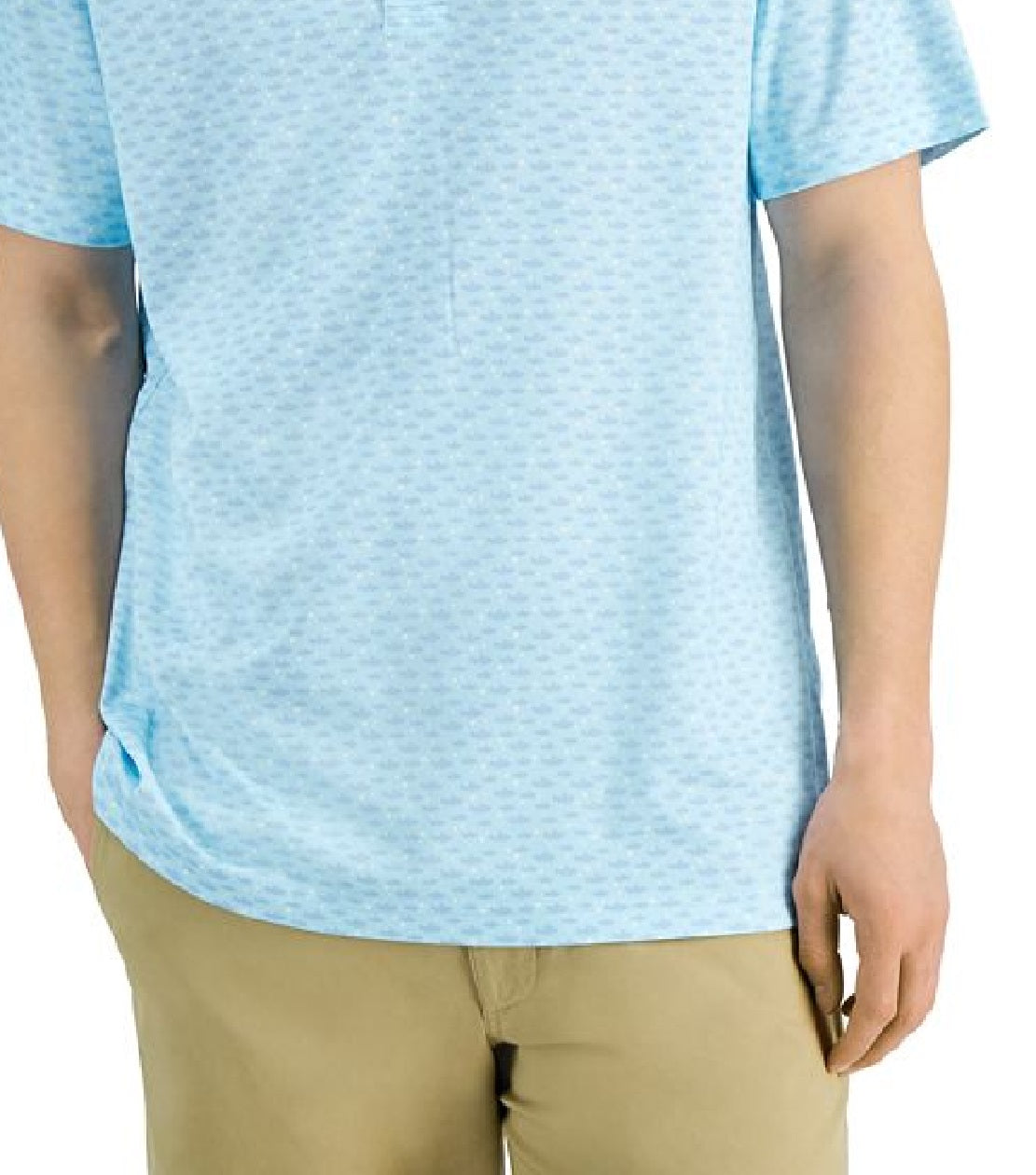 Camisa polo masculina com estampa de peixe, azul, tamanho XX-G