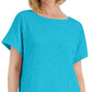 JM Collection Top Feminino Crochê Assimétrico Azul Tamanho Grande