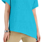 JM Collection Top Feminino Crochê Assimétrico Azul Tamanho Grande
