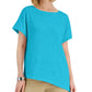 JM Collection Top Feminino Crochê Assimétrico Azul Tamanho Grande