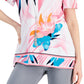 Blusa feminina estampada com ombros descobertos, rosa, tamanho pequeno, da coleção JM