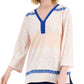 JM Collection Top ikat feminino com detalhes em rosa, tamanho X-S
