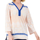JM Collection Top ikat feminino com detalhes em rosa, tamanho X-S