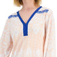 JM Collection Top ikat feminino com detalhes em rosa, tamanho X-S