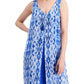 Vestido longo feminino estampado em chiffon com sobreposição, azul, tamanho médio, da coleção JM