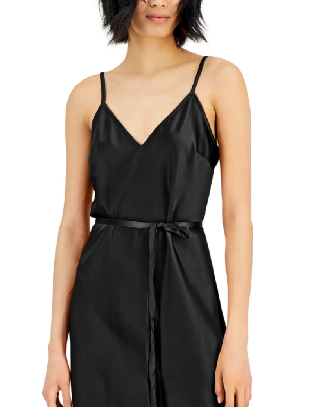Vestido feminino com fenda lateral e decote V da INC International Concepts, preto, tamanho pequeno