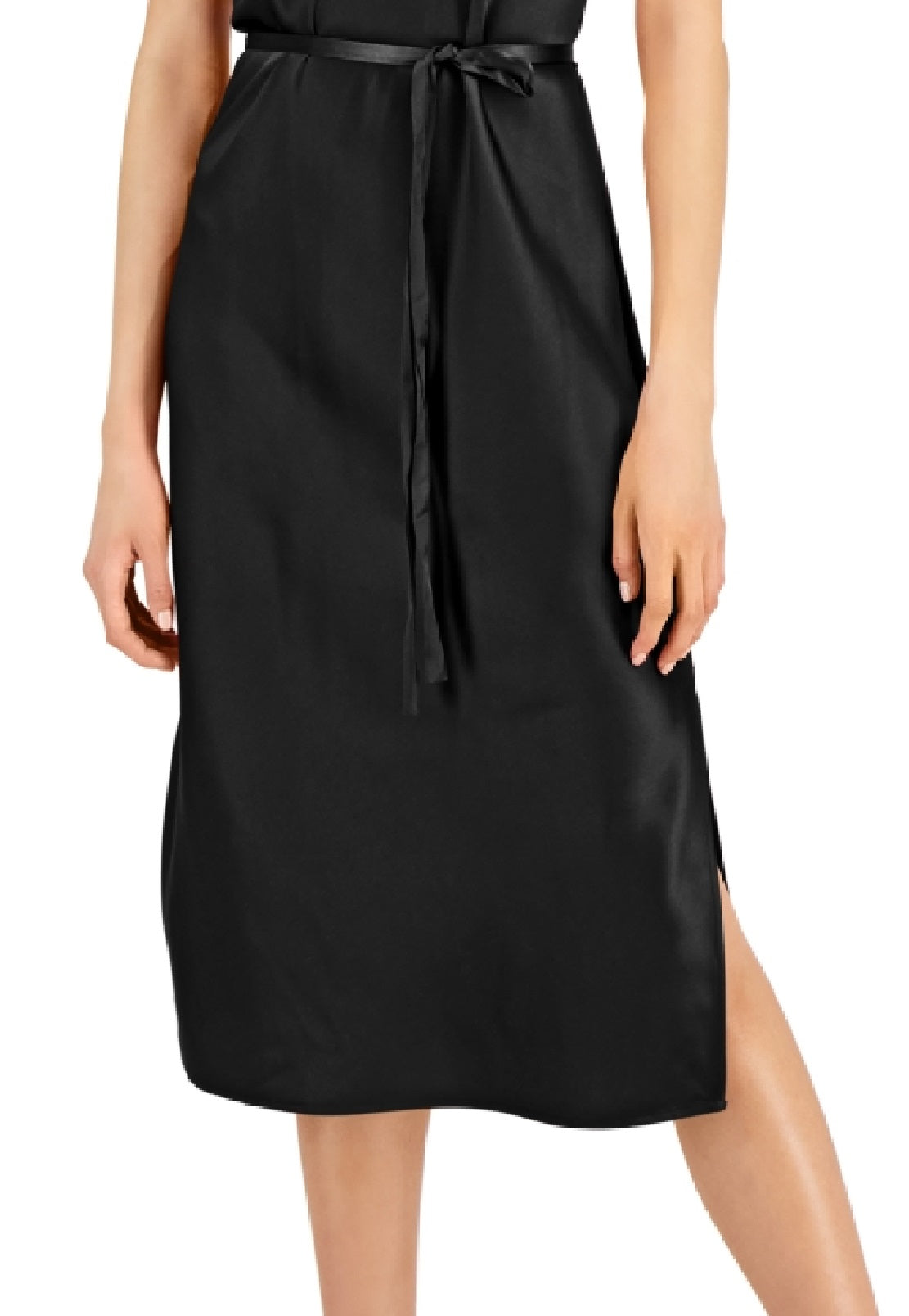 Vestido feminino com fenda lateral e decote V da INC International Concepts, preto, tamanho pequeno