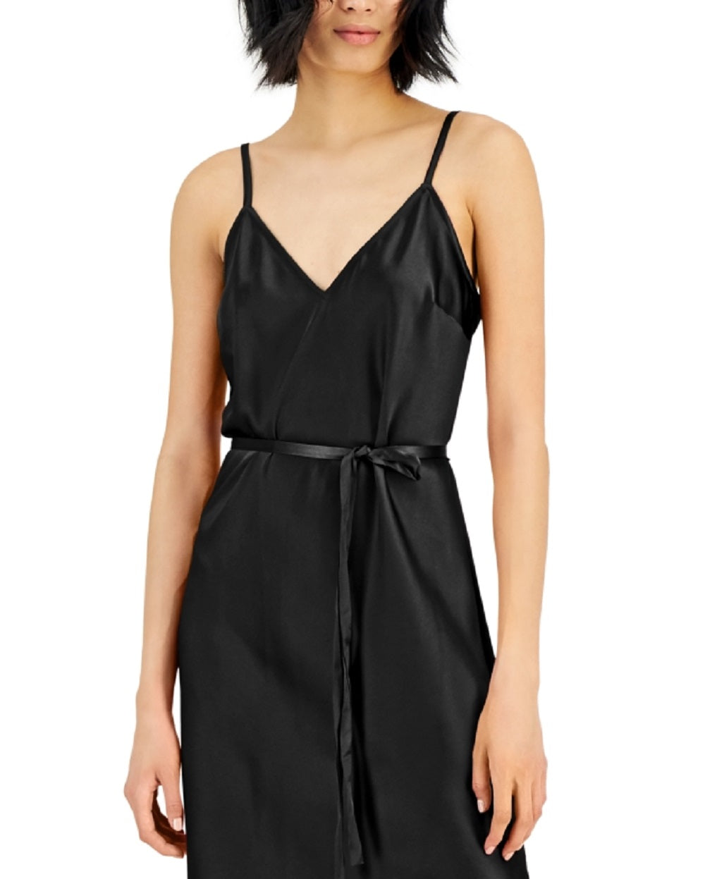 Vestido feminino com fenda lateral e decote V da INC International Concepts, preto, tamanho X-Large