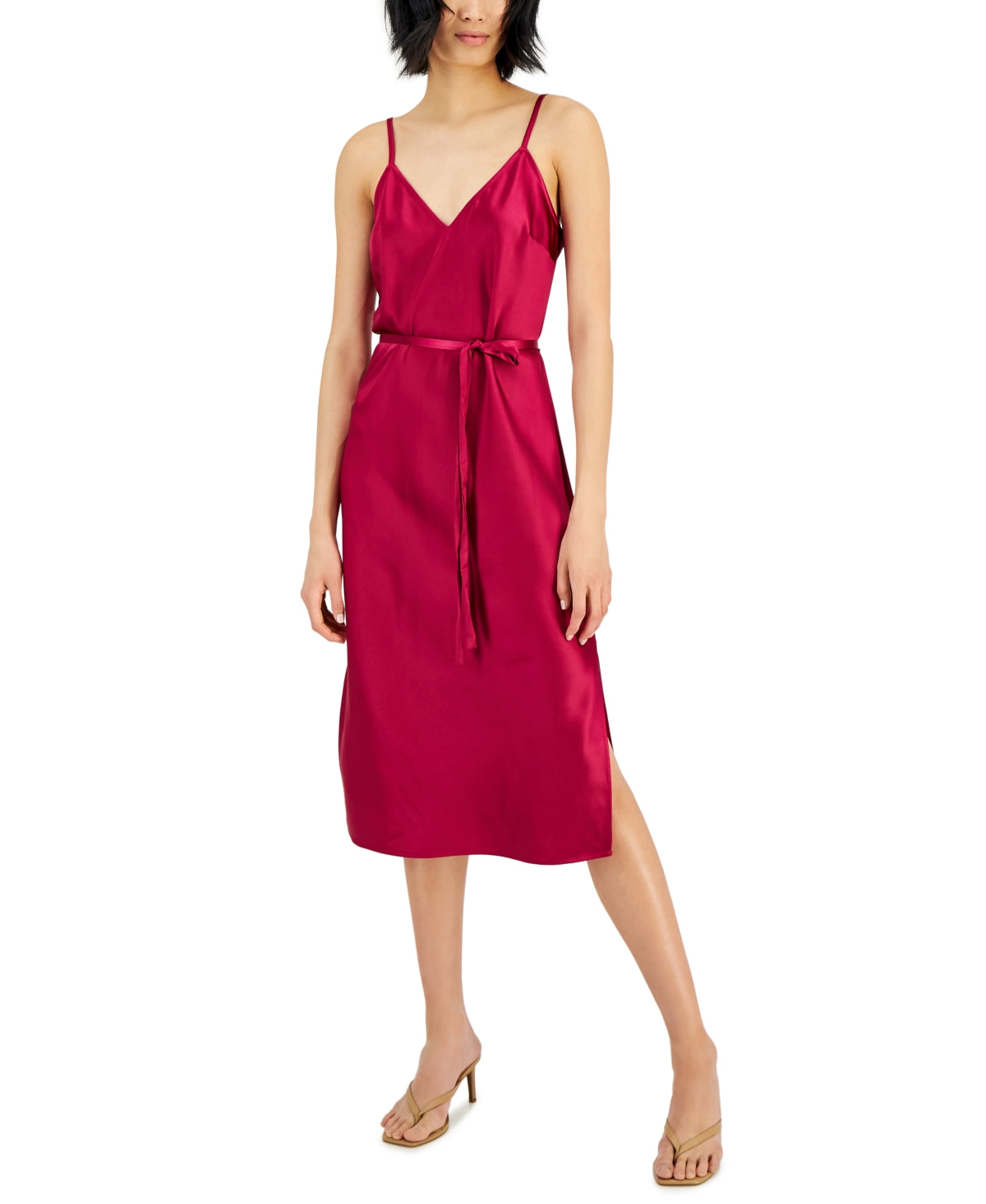 Vestido feminino com fenda lateral e decote V da INC International Concepts, rosa, tamanho pequeno