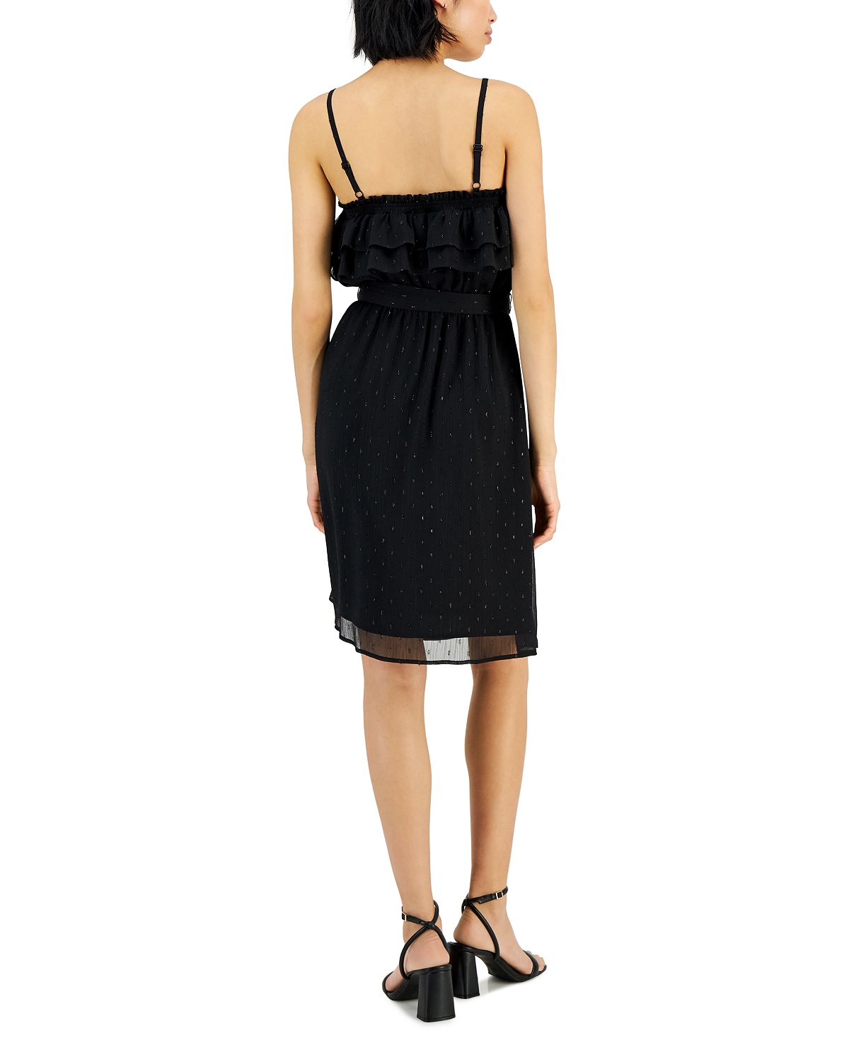 Vestido feminino com babados e recortes, preto, tamanho pequeno, da INC International Concepts