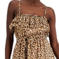 Vestido curto feminino INC International Concepts com estampa de chita e alças finas, marrom, tamanho médio