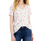 Camiseta feminina de algodão com estampa de estrela Style &amp; Co, branca, tamanho pequeno e pequeno