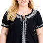Blusa feminina com amarração no pescoço, preta, tamanho 3X, da Style &amp; Co