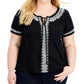 Blusa feminina com amarração no pescoço, preta, tamanho 3X, da Style &amp; Co