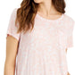Camiseta feminina estampada e drapeada Style &amp; Co, rosa, tamanho médio