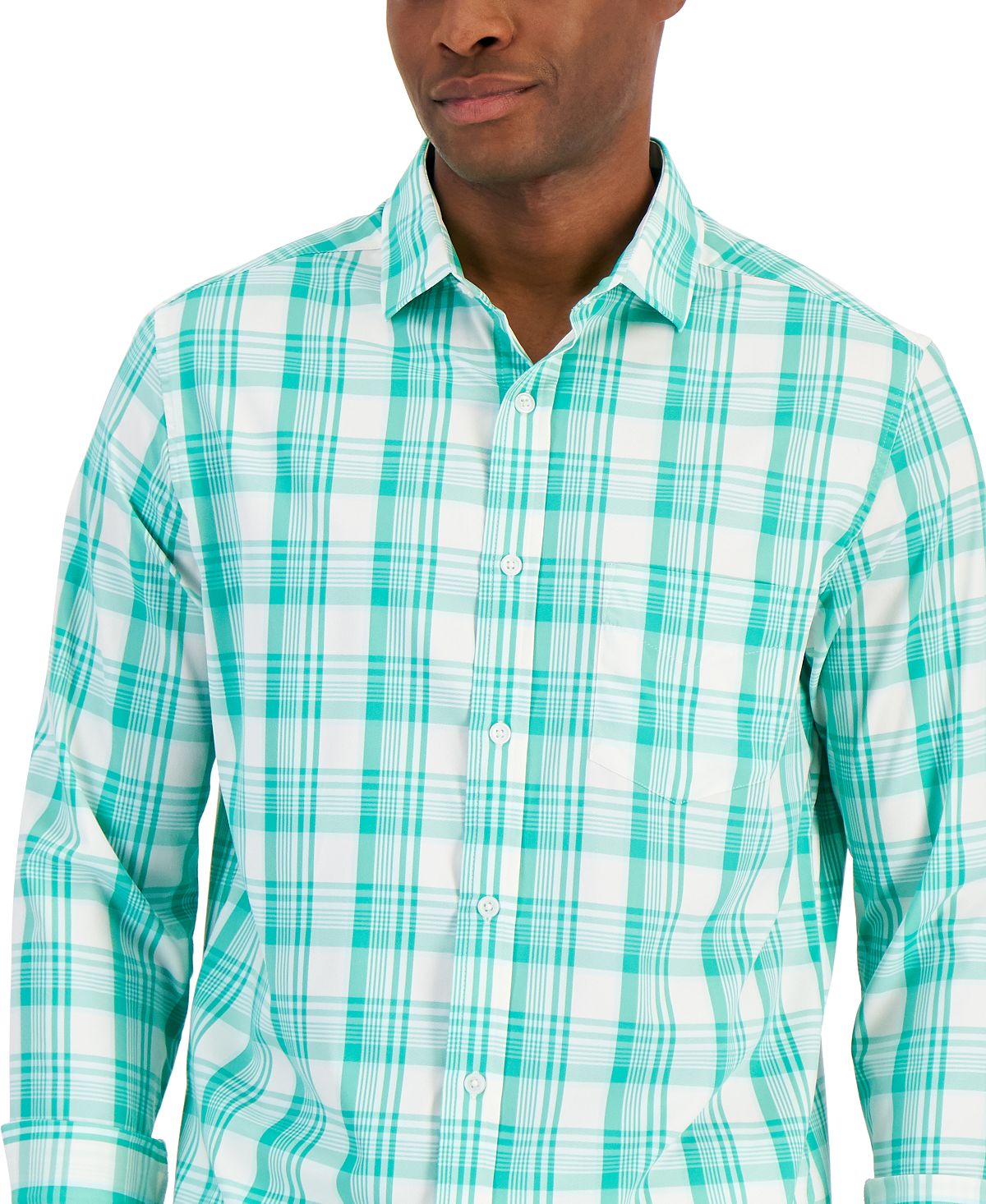 Camisa xadrez masculina Club Room Regular Fit, verde, tamanho X-G