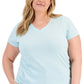 Camiseta feminina estilo &amp; co, lisa, azul, tamanho 3X