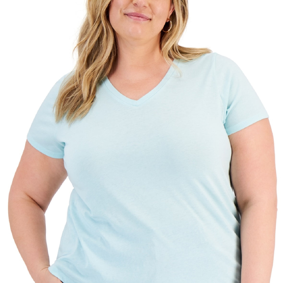 Camiseta feminina estilo &amp; co, lisa, azul, tamanho 3X